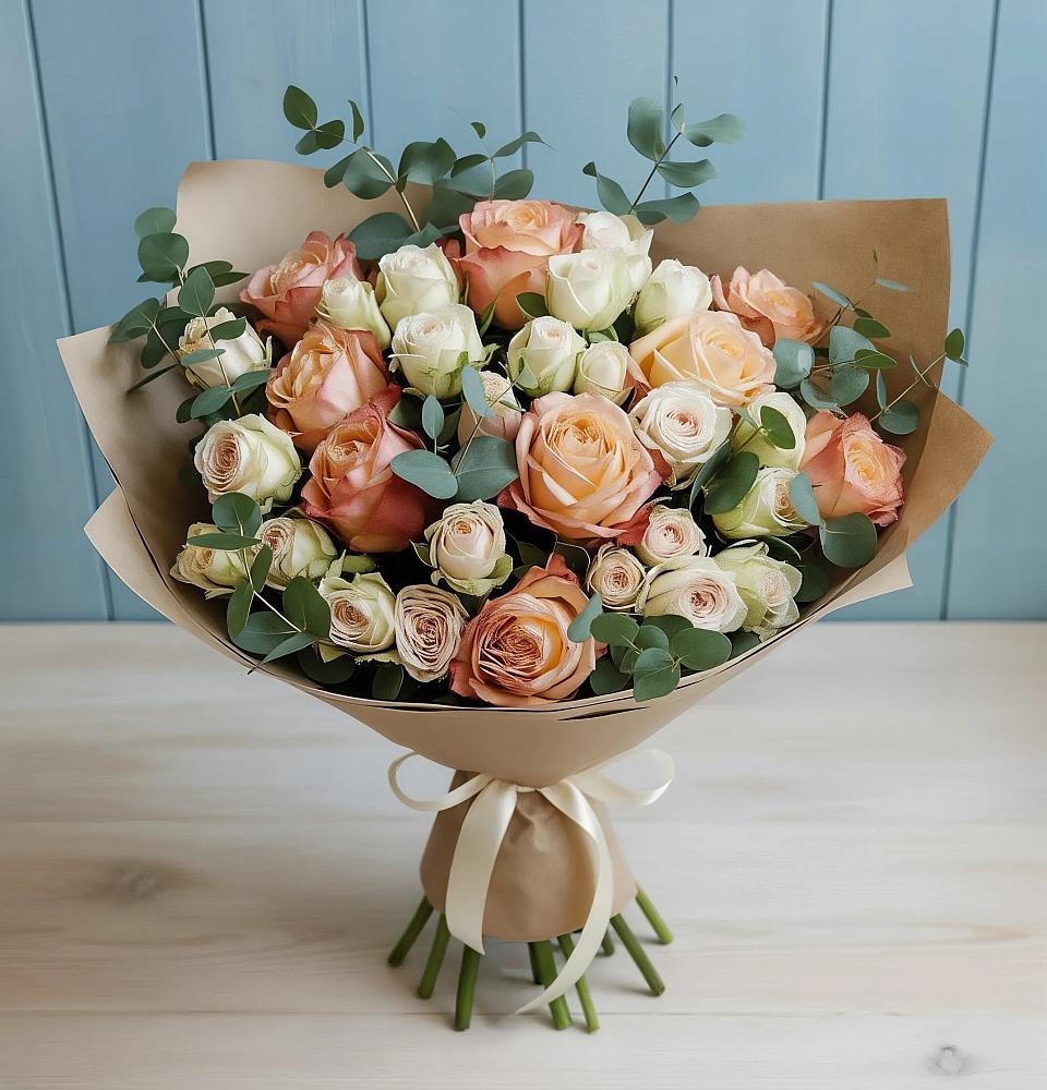 Букет цветов из: Альстромерии и Розы в Кошелево