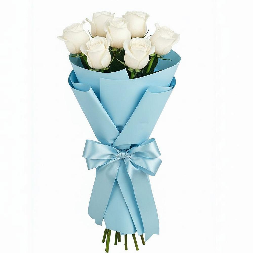 Букет 7 белых роз Проуд в Кошелево
