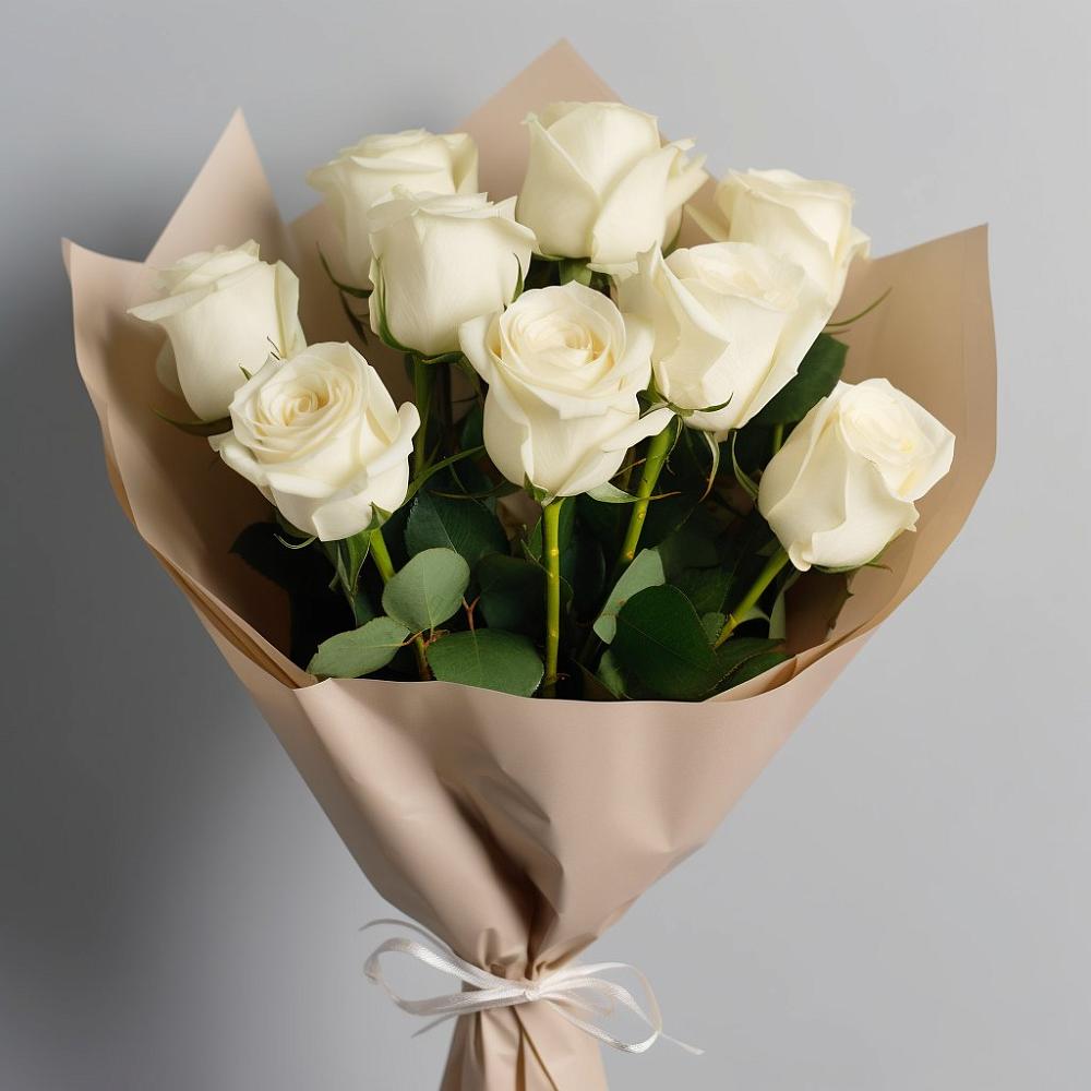 Букет 9 Белых роз Эдлесс Лав в Кошелево
