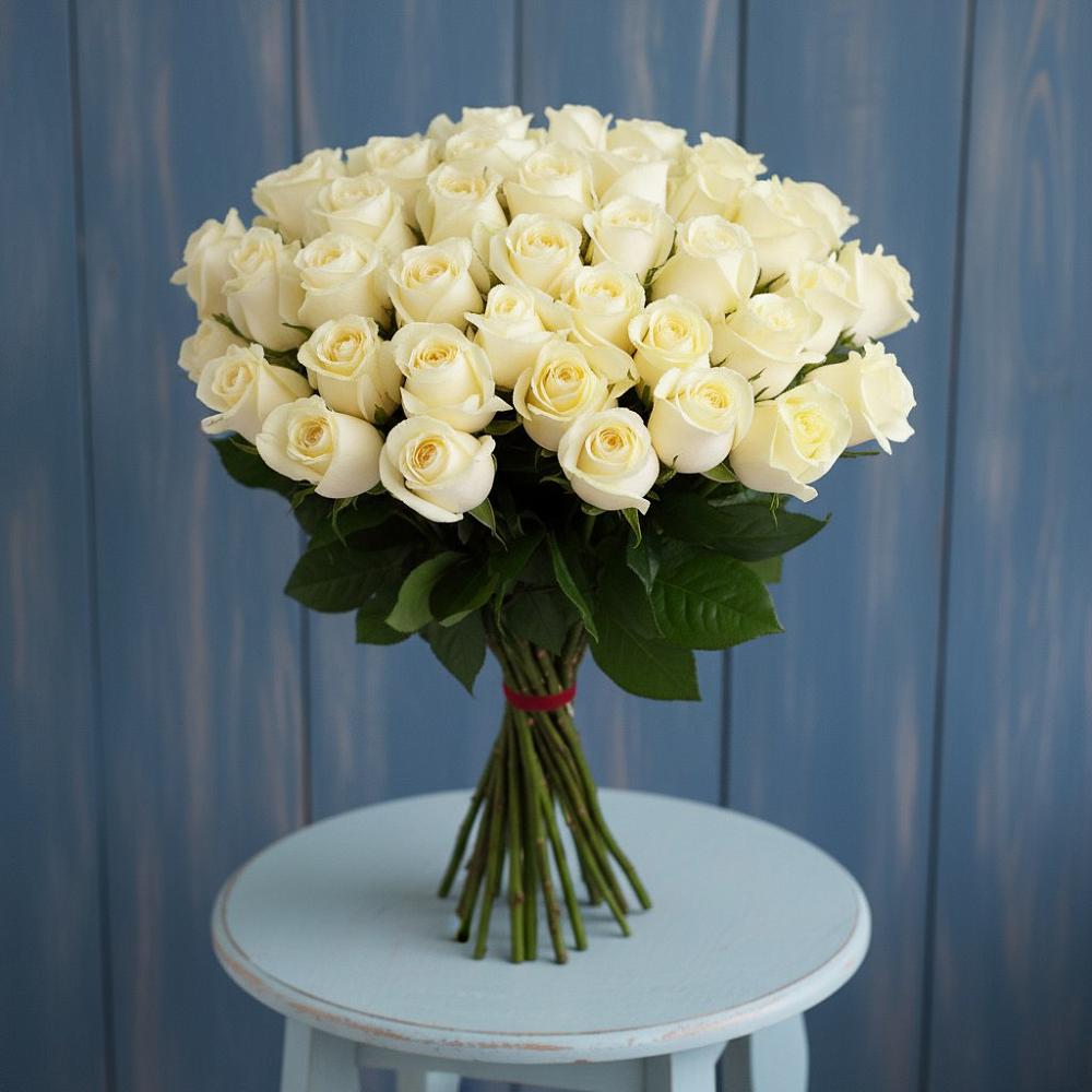 Букет 51 Белая роза Эдлесс Лав в Кошелево