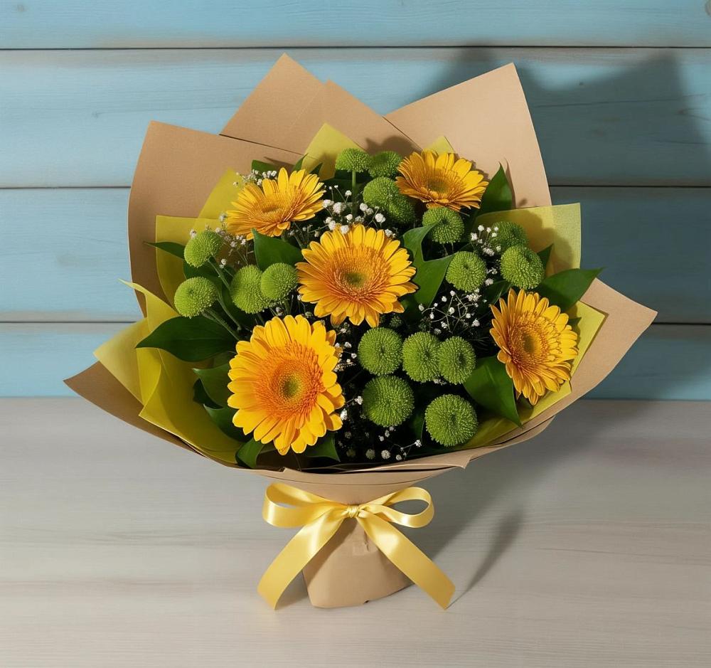 Букет цветов из: Герберы и Хризантемы в Кошелево
