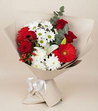 Букет цветов из:  Розы, Хризантемы, Герберы и Лилии в Кошелево
