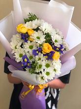 Букет цветов из:  Ирисы, Хризантемы и Розы #REPLACE_PRED# Кошелево