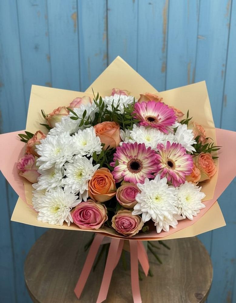 Букет цветов из: Розы, Герберы и Хризантемы в Кошелево