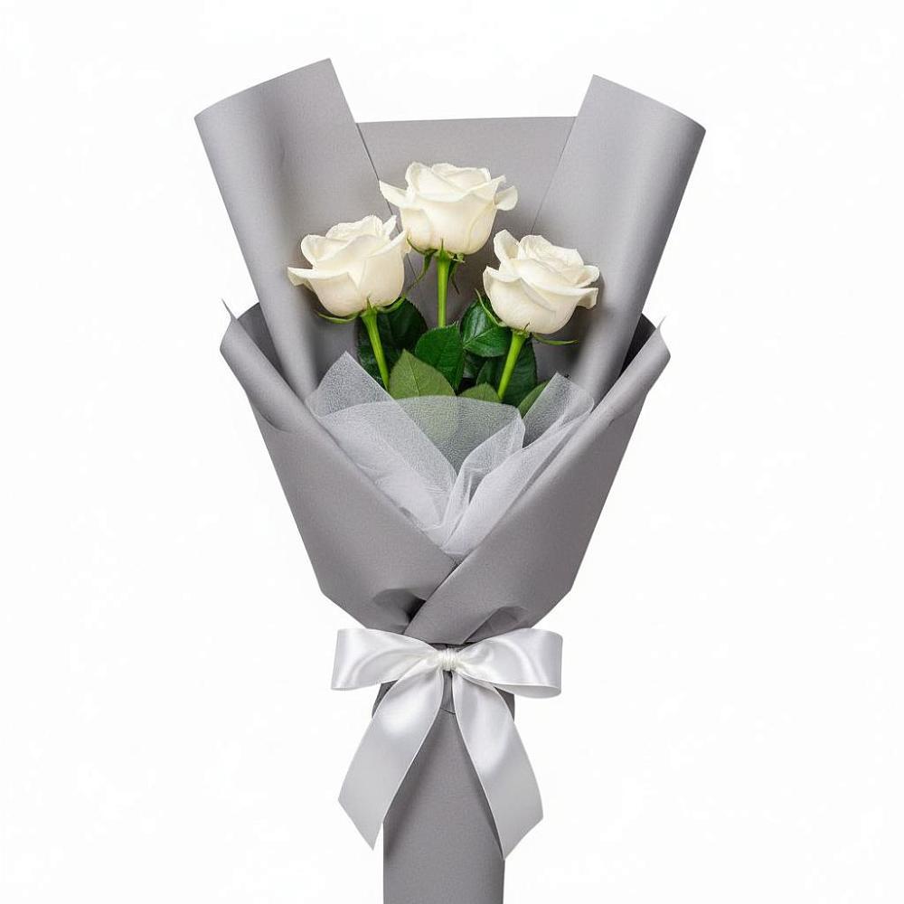 Букет 3 белые розы в Кошелево